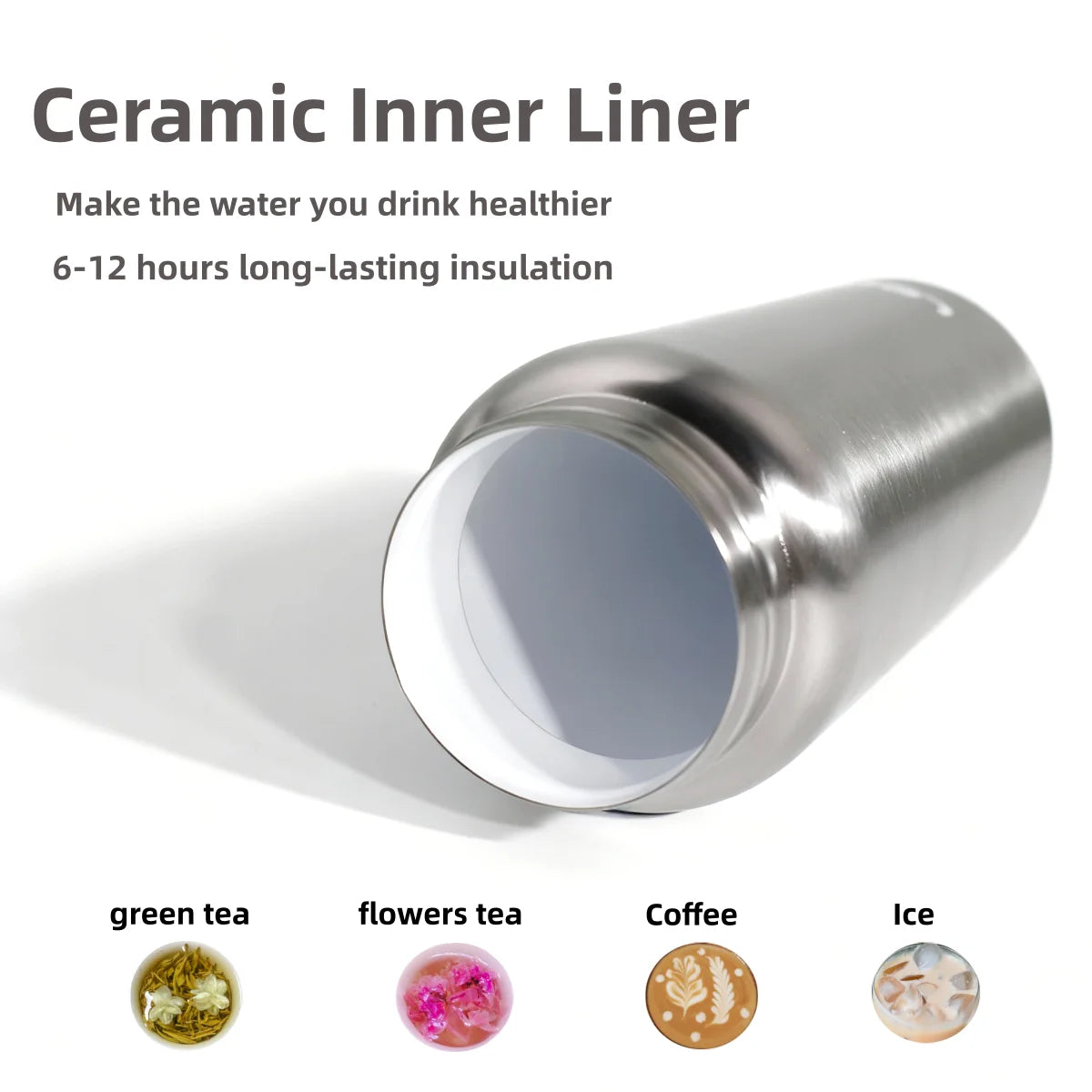 Ceramic-Lined Vacuum Thermos — 316 Stainless Steel, 350ml / 500ml / 750ml