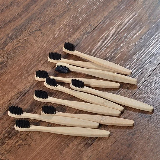 Kids Bamboo Toothbrushes | Soft Nylon Bristles | 10-Pack
