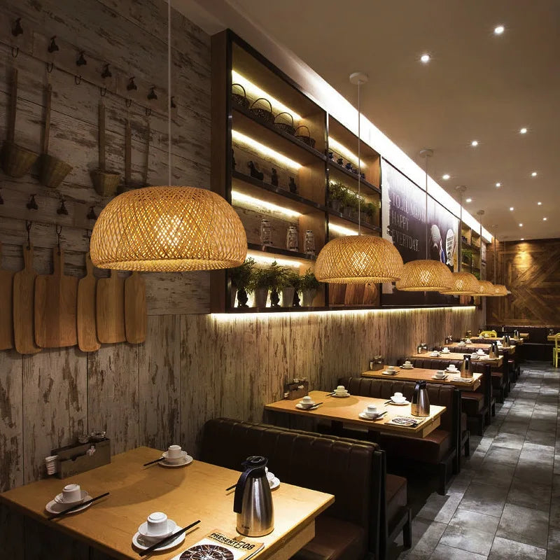 26cm Hand-Woven Bamboo Pendant Light | Warm or Cool White | ZODOLAMP