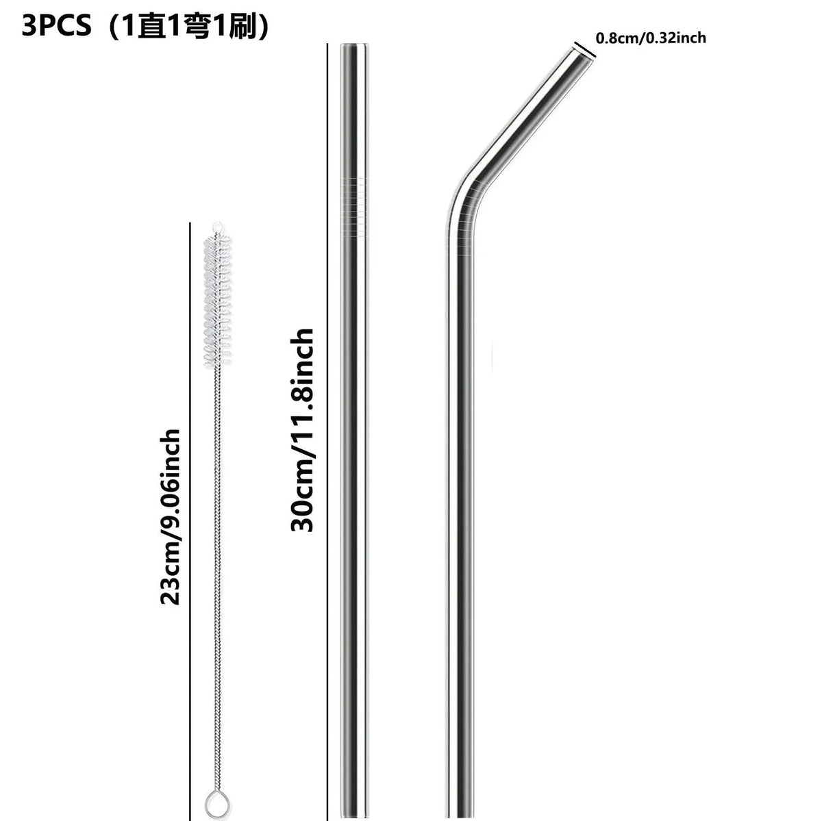 Reusable Stainless Steel Straw Sets with Cleaning Brushes