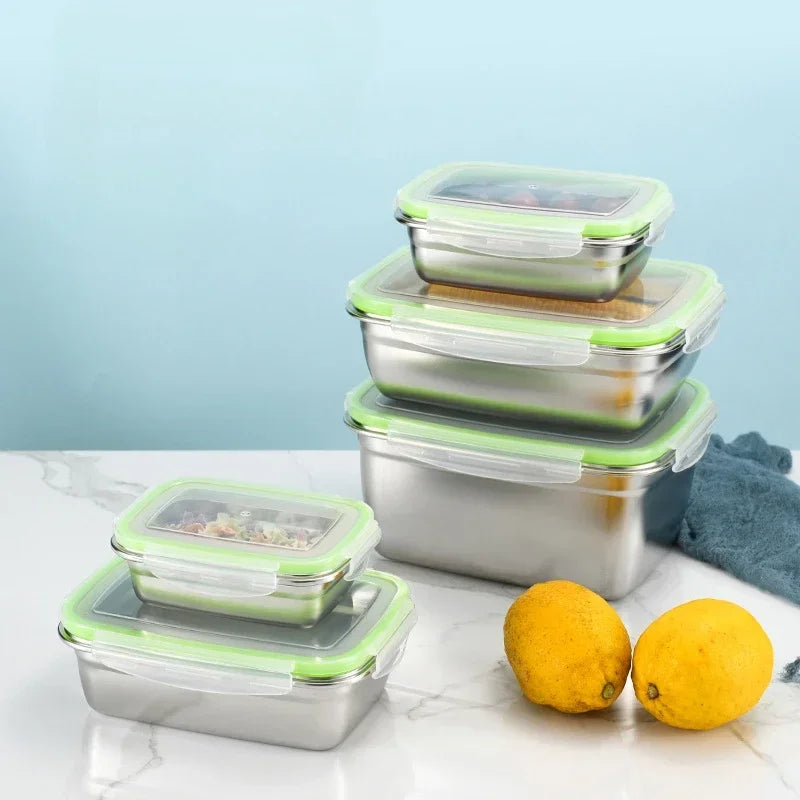 Stainless Steel Food Storage Container with Airtight Seal - 850ml