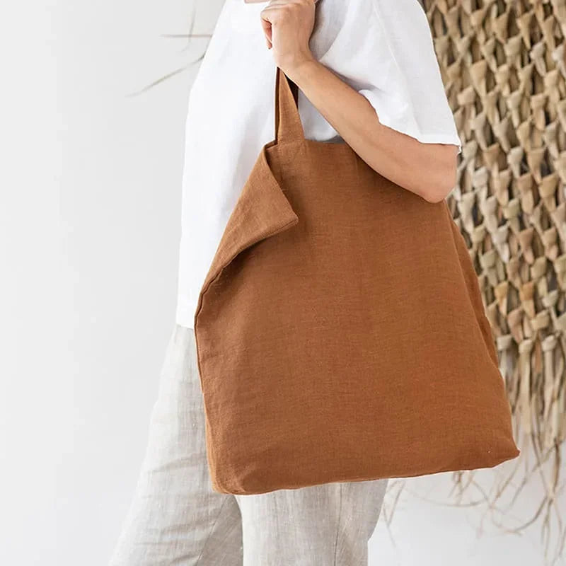 100% Linen Foldable Reusable Shopping Bag — Eco Tote in 2 Sizes