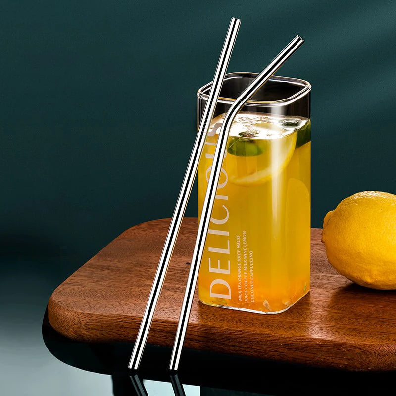 Reusable Stainless Steel Straw Set with Brush – 4 Straws
