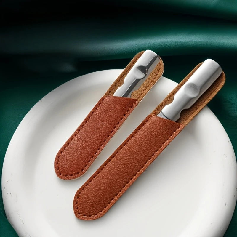 Stainless Steel Nail File with Bamboo Handle | Double-Sided