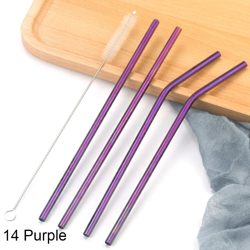Reusable Stainless Steel Drinking Straws with Cleaning Brush