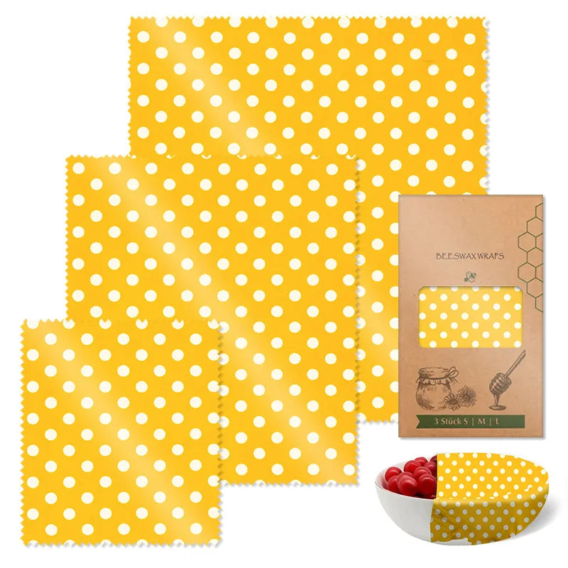Reusable Beeswax Food Wraps | 9-Piece Set | 3 Sizes | Cotton, Beeswax, Resin & Jojoba Oil