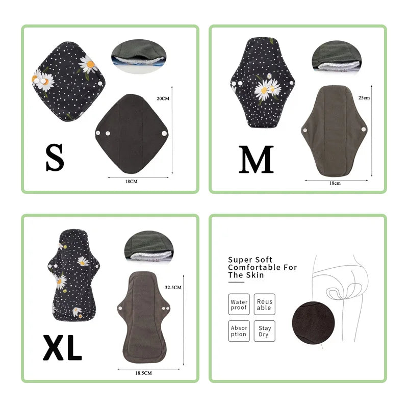 Reusable Menstrual Pads 5-Pack — S, M & L for Day & Night | DHCLOTHBABY