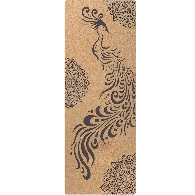 Foldable Cork and Rubber Yoga Mat, 183 × 61 cm
