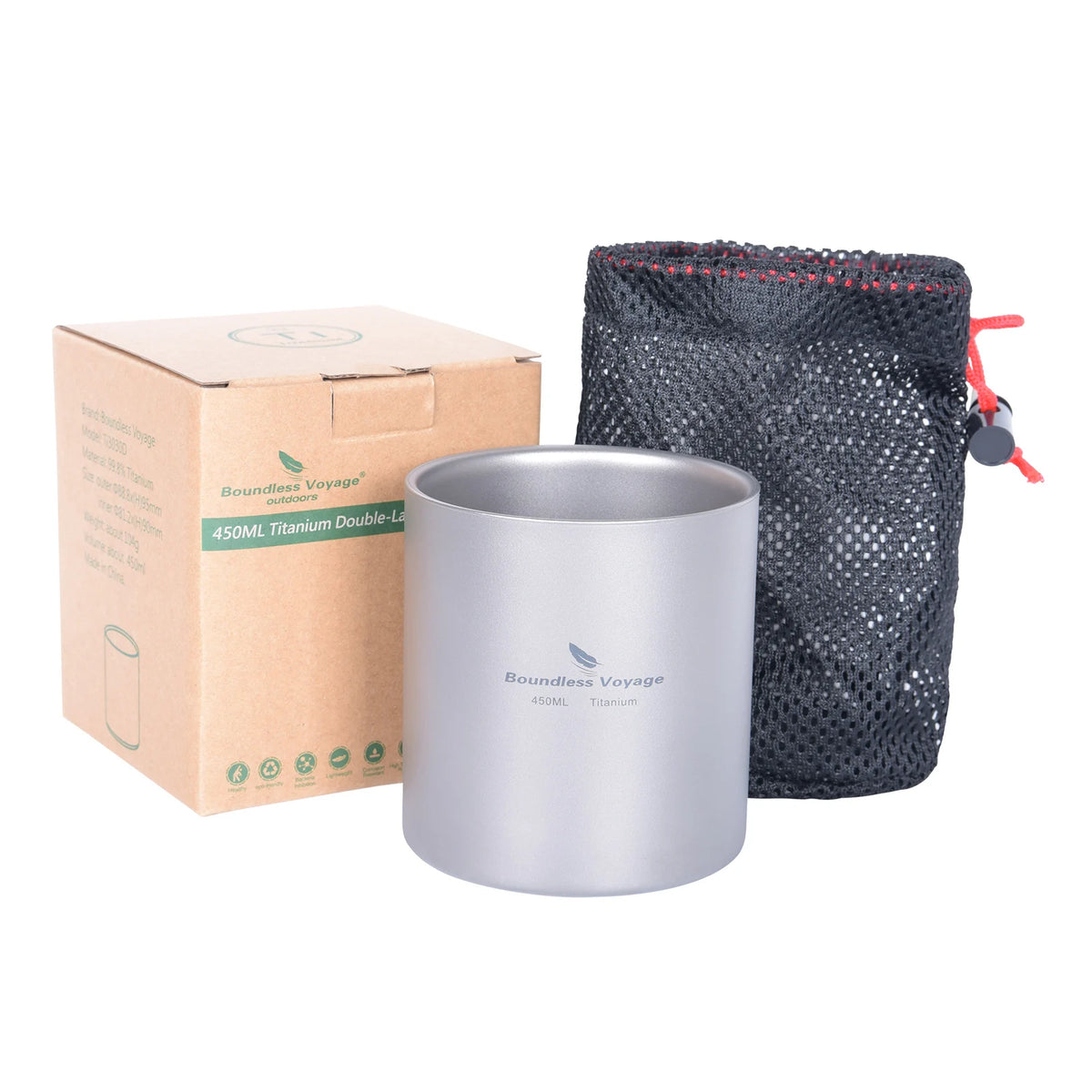 Boundless Voyage Titanium Double-Wall Mug – 120, 180 or 450 ml