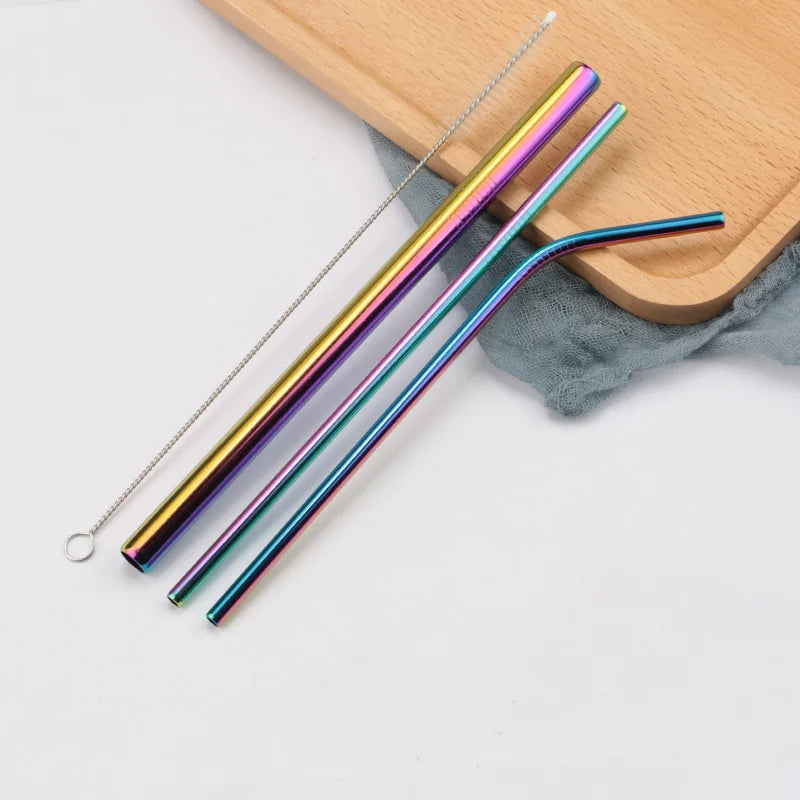 Reusable Stainless Steel Drinking Straws with Cleaning Brush