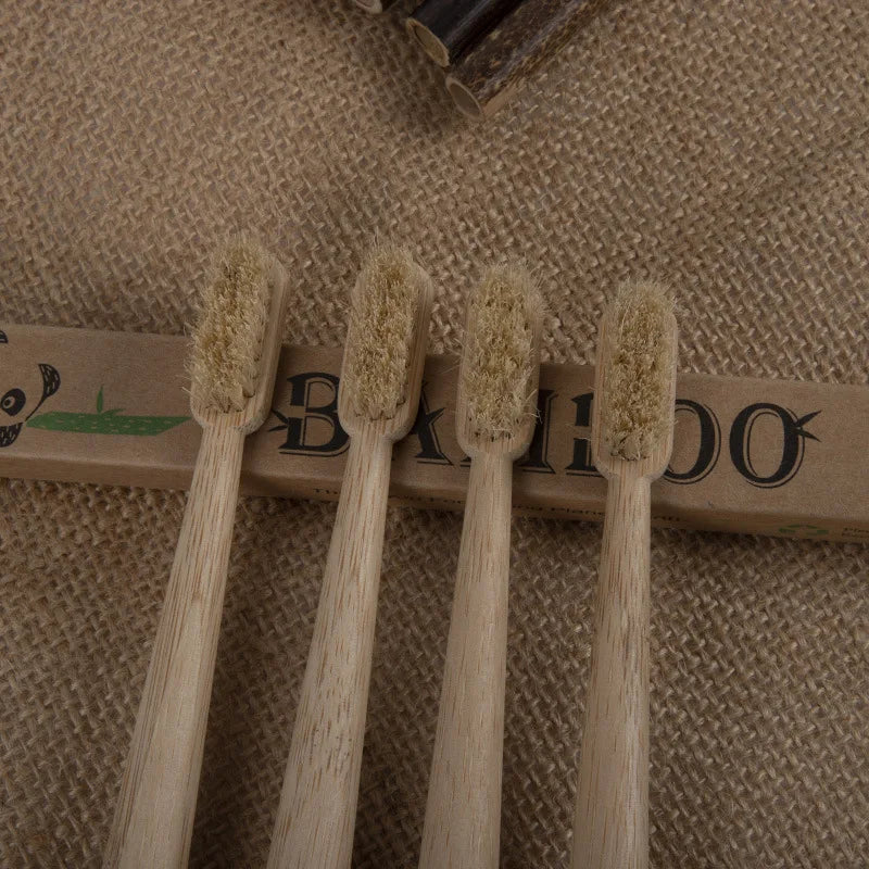 10-Pack Boar Bristle Bamboo Toothbrushes — Medium Bristle, Plastic-Free