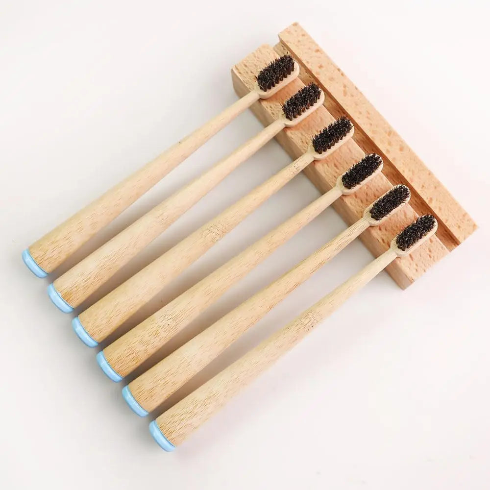 4 or 8 Pack Horse Bristle Bamboo Toothbrushes — Hard Bristle, Plastic-Free