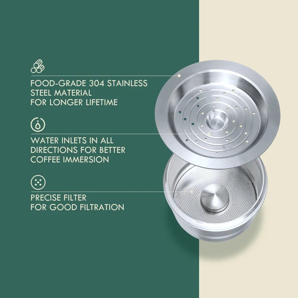 ICAFILAS Stainless Steel Refillable Reusable Coffee Capsules for Cafissimo PURE/K FEE for Caffitaly and Tchibo Machines