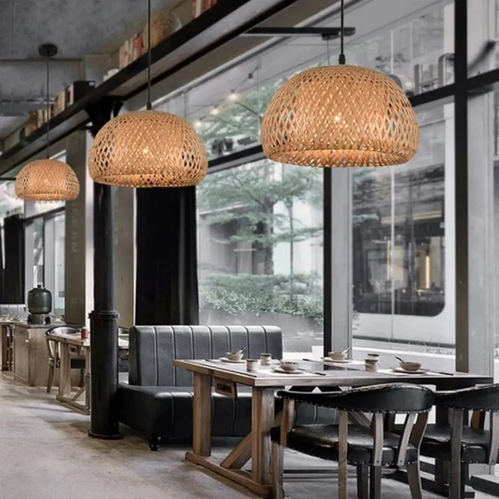 Hand-Woven Bamboo Pendant Light | Natural Wood Lampshade | ZODOLAMP