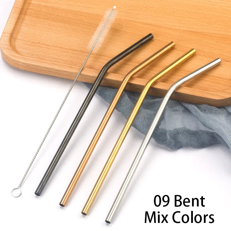 Reusable Stainless Steel Drinking Straws with Cleaning Brush