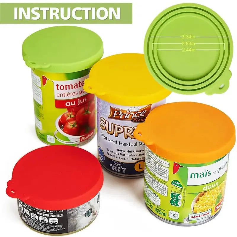 Reusable Silicone Can Lids - 3-Pack Food Tin Covers for Cans & Pet Food