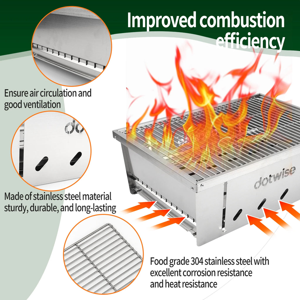 304 Stainless Steel Folding BBQ Grill & Camping Stove | IGT Compatible | 1 or 2 Unit