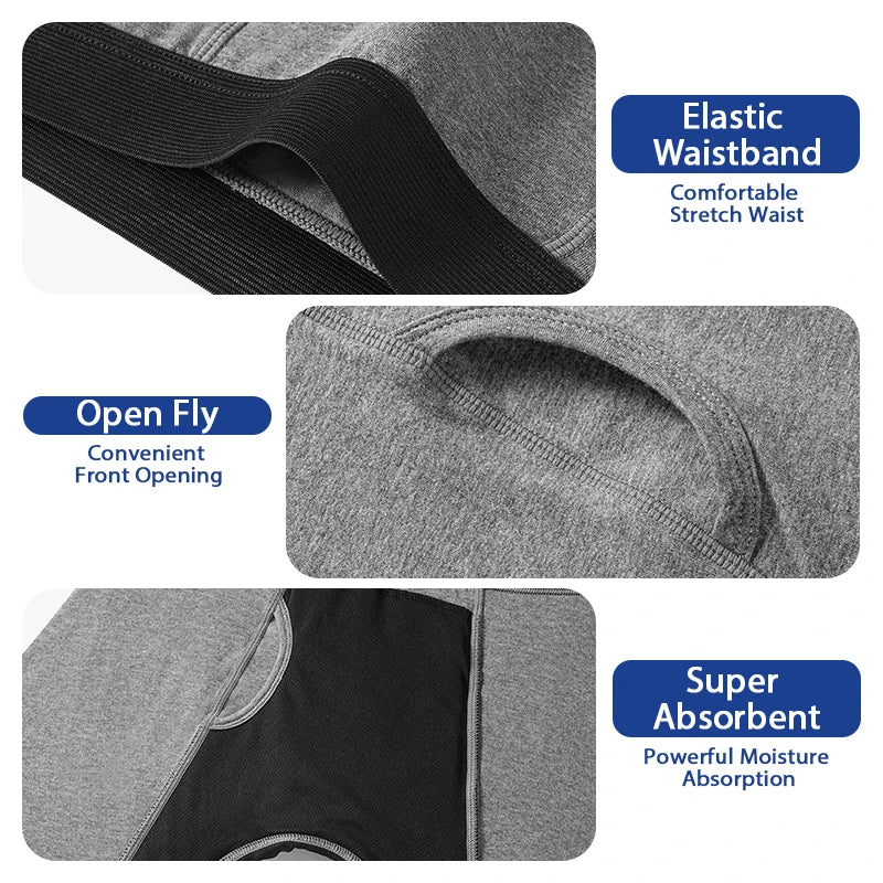 Men's Absorbent Incontinence Boxer Briefs — Multi-Pack | Cotton & Elastane | S–4XL