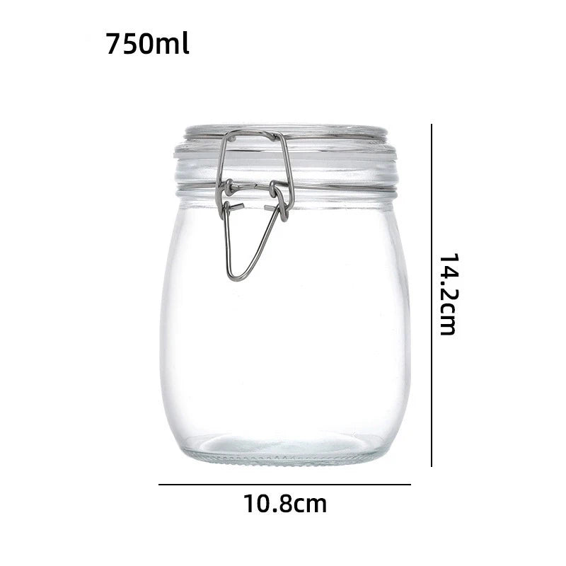 Airtight Glass Storage Jars with Hinged Lid & Silicone Seal - Wide Mouth | 380ml–1000ml