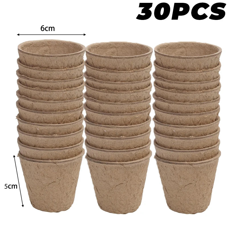 Biodegradable Paper Pulp Seedling Cups | Round & Square | 4 Styles | Packs of 10–50