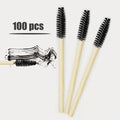 100pc Bamboo Handle Disposable Makeup Brushes | Lip & Eyelash | Eco-Friendly