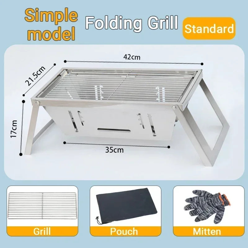 Portable Folding Stainless Steel Charcoal BBQ Grill