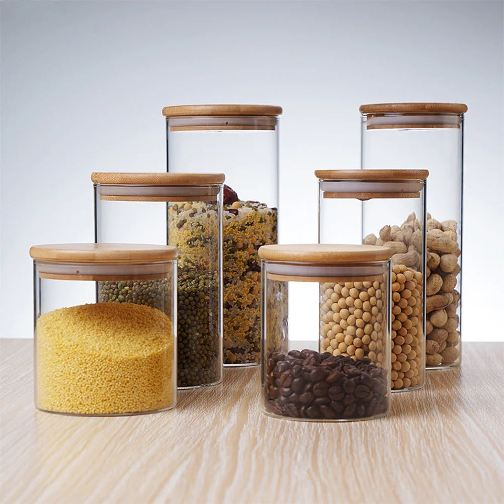 Airtight Glass Storage Jar with Bamboo Lid | Tea, Coffee, Spices & More