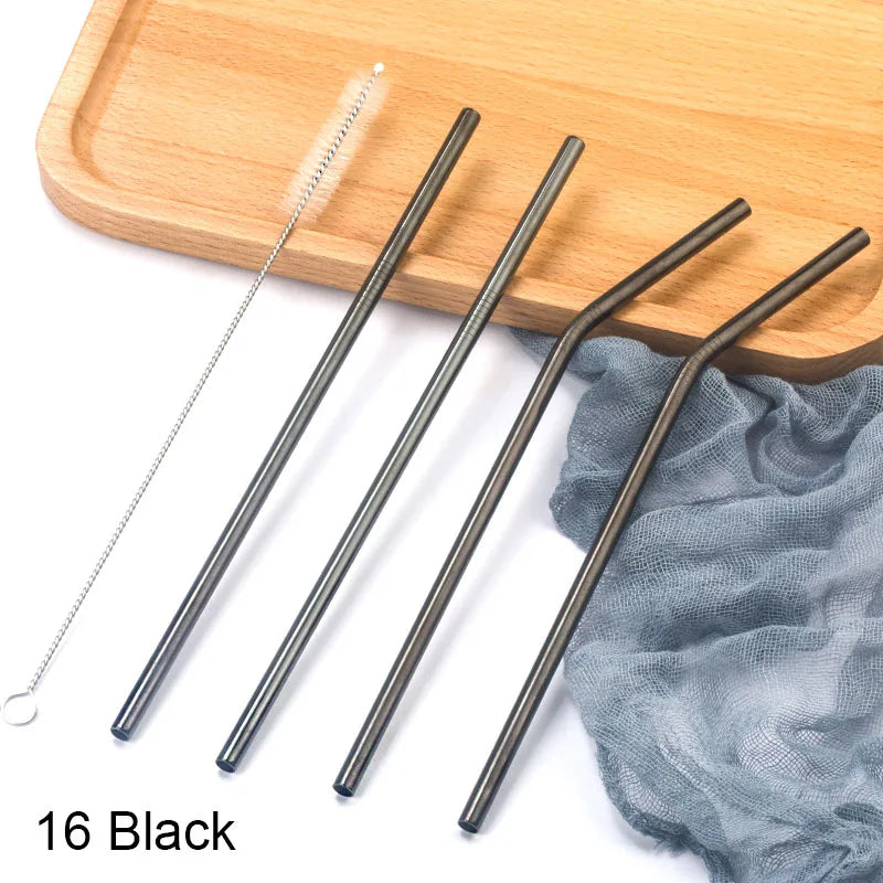 Reusable Stainless Steel Drinking Straws with Cleaning Brush