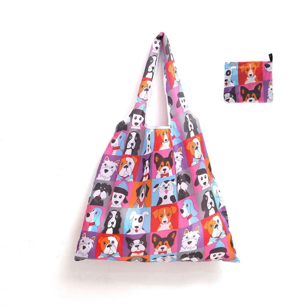 Foldable Polyester Shopping Bag - Large Capacity Washable Reusable Tote