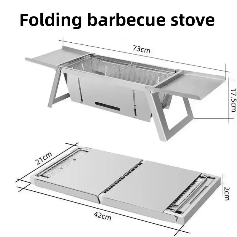 Portable Folding Stainless Steel Charcoal BBQ Grill