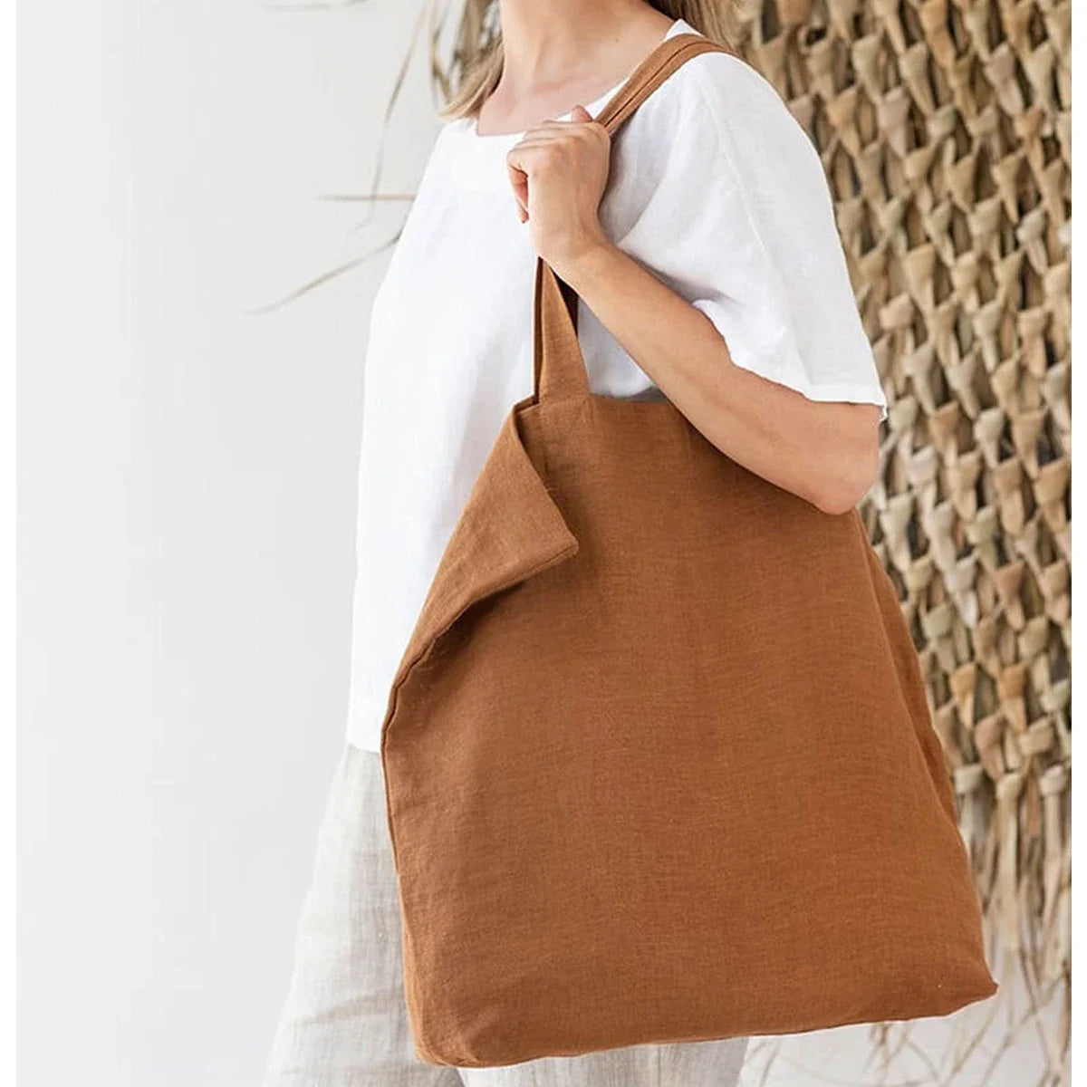 100% Linen Foldable Reusable Shopping Bag — Eco Tote in 2 Sizes