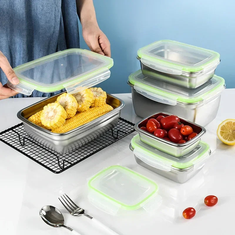 Stainless Steel Food Storage Container with Airtight Seal - 850ml