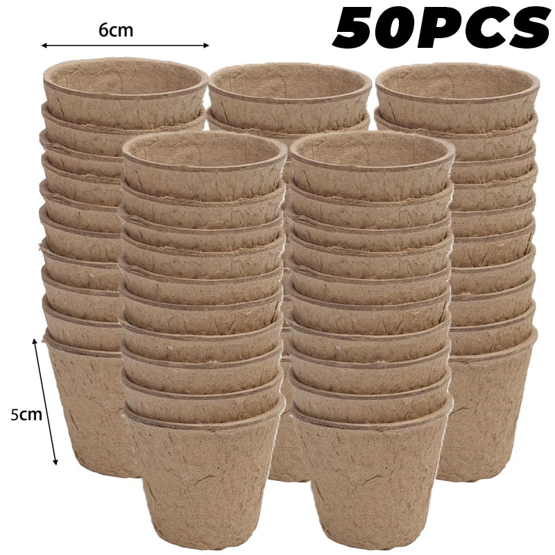 Biodegradable Paper Pulp Seedling Cups | Round & Square | 4 Styles | Packs of 10–50