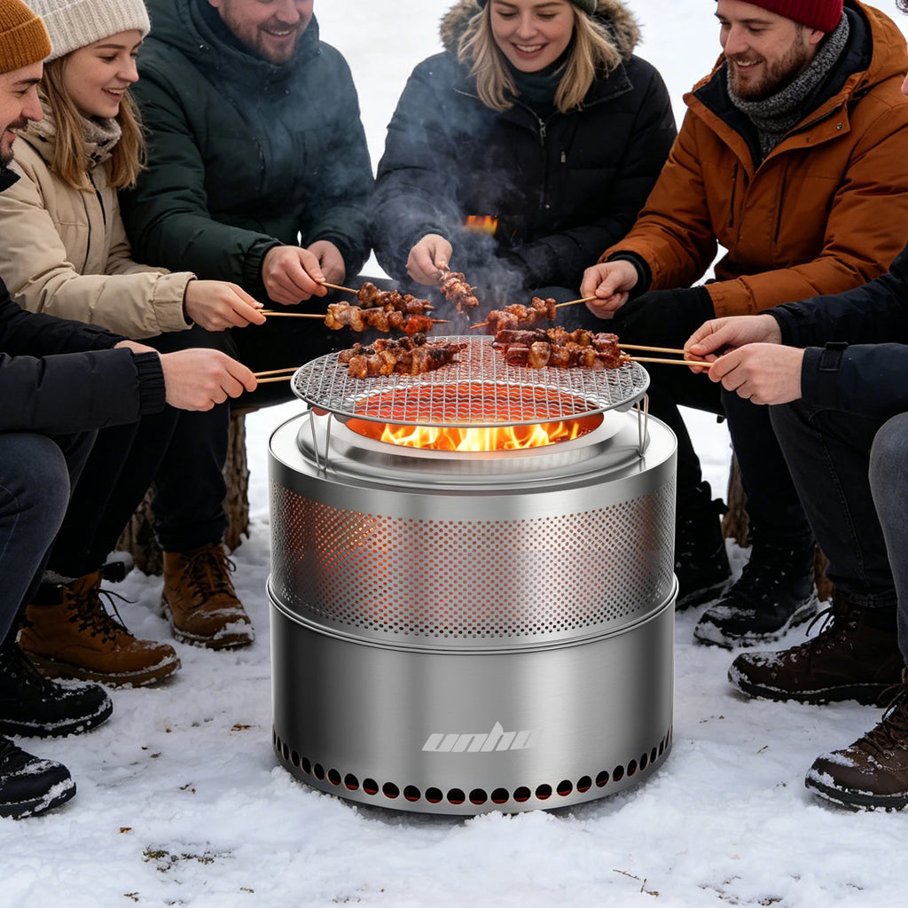 19-inch Portable Stainless Steel Fire Pit — Wood Burning, Outdoor Use