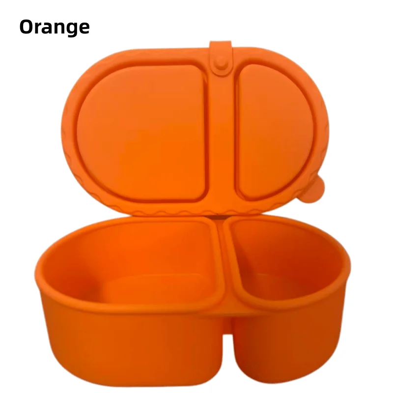 Silicone Two-Compartment Snack Container with Lid