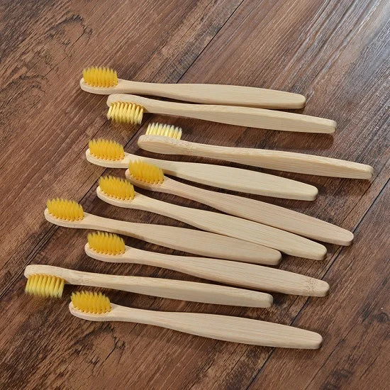 Kids Bamboo Toothbrushes | Soft Nylon Bristles | 10-Pack