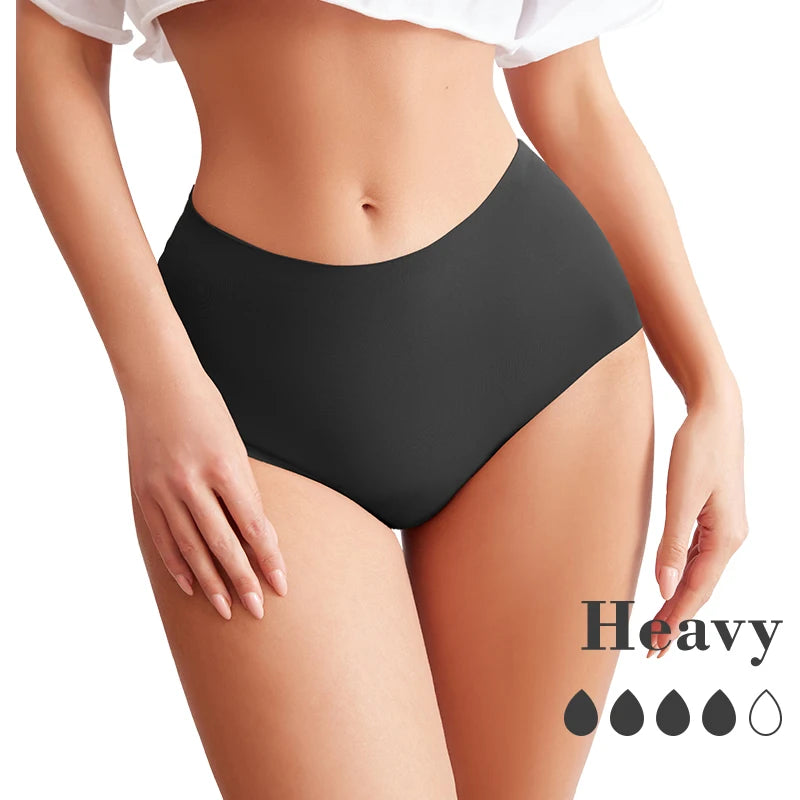 Seamless Mid-Rise Period Underwear – 4-Layer, Extended Gusset | Black & Brown, S–XXL