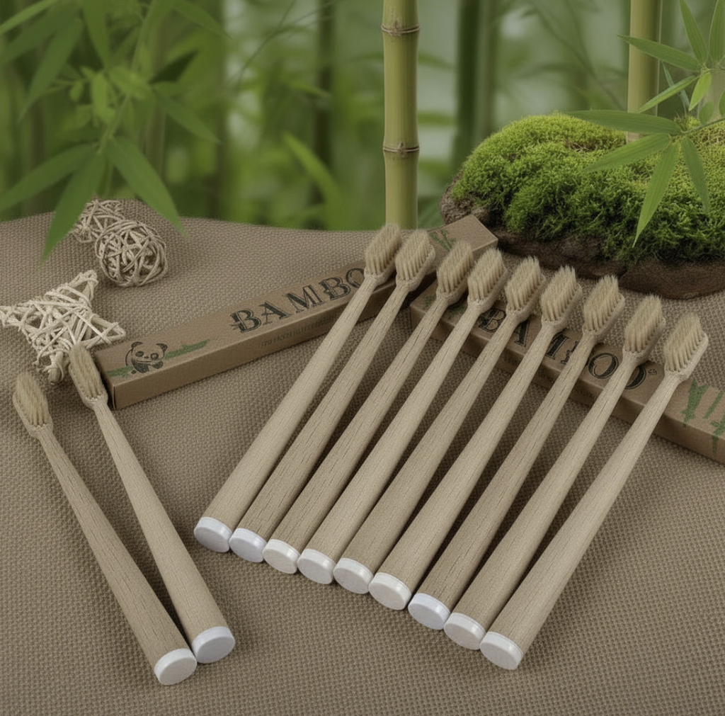 6-Pack Boar Bristle Bamboo Toothbrush