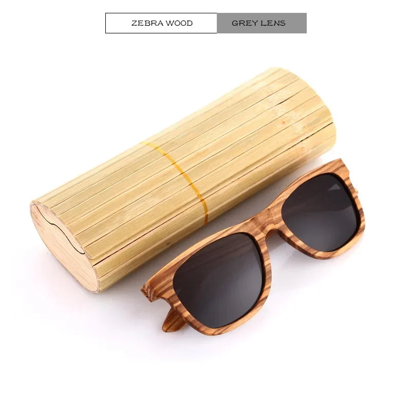 Bamboo Wood Polarized Sunglasses – UV400 Retro Pilot Style
