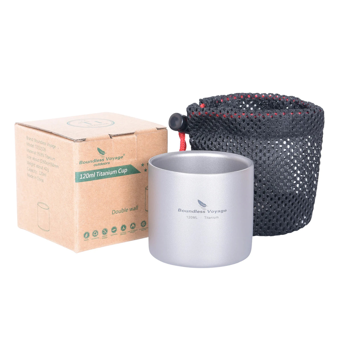Boundless Voyage Titanium Double-Wall Mug – 120, 180 or 450 ml