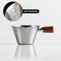 Stainless Steel Espresso Shot Cup with Walnut Wood Handle – 100ml Double Shot Measuring Cup