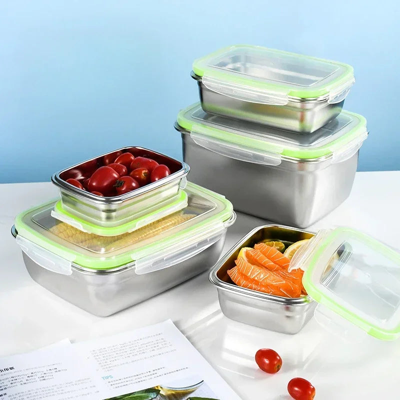 Stainless Steel Food Storage Container with Airtight Seal - 850ml