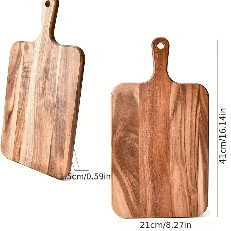 Acacia Wood Cutting Board with Handle | Ultra-Thick Dual-Sided | Chop & Serve