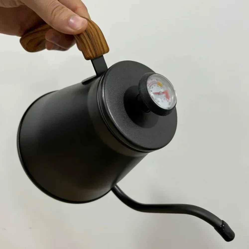 Stainless Steel Gooseneck Pour-Over Kettle with Built-In Thermometer – Hand Drip Coffee Pot