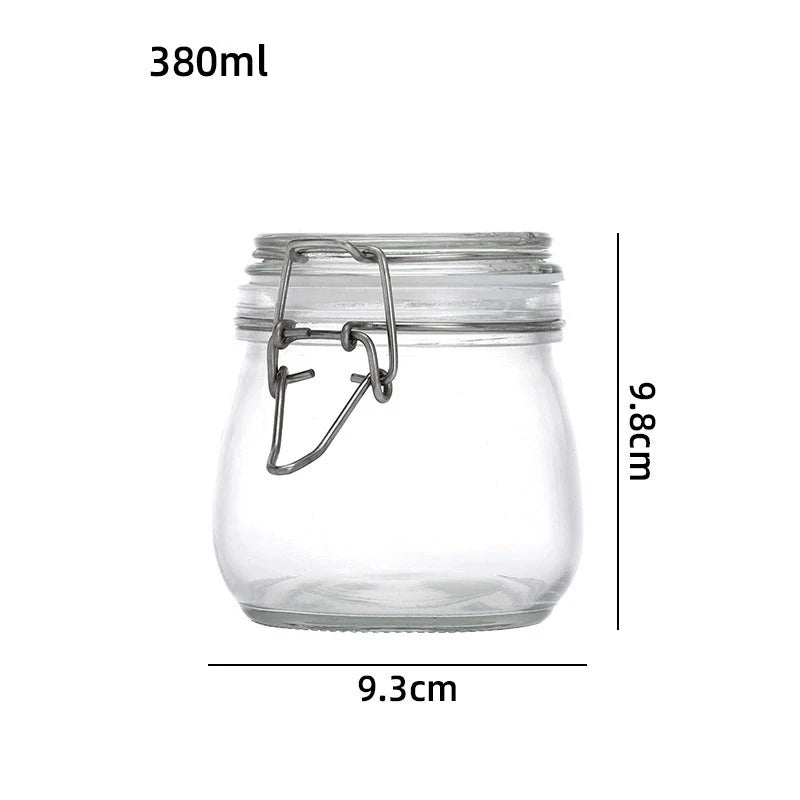 Airtight Glass Storage Jars with Hinged Lid & Silicone Seal - Wide Mouth | 380ml–1000ml