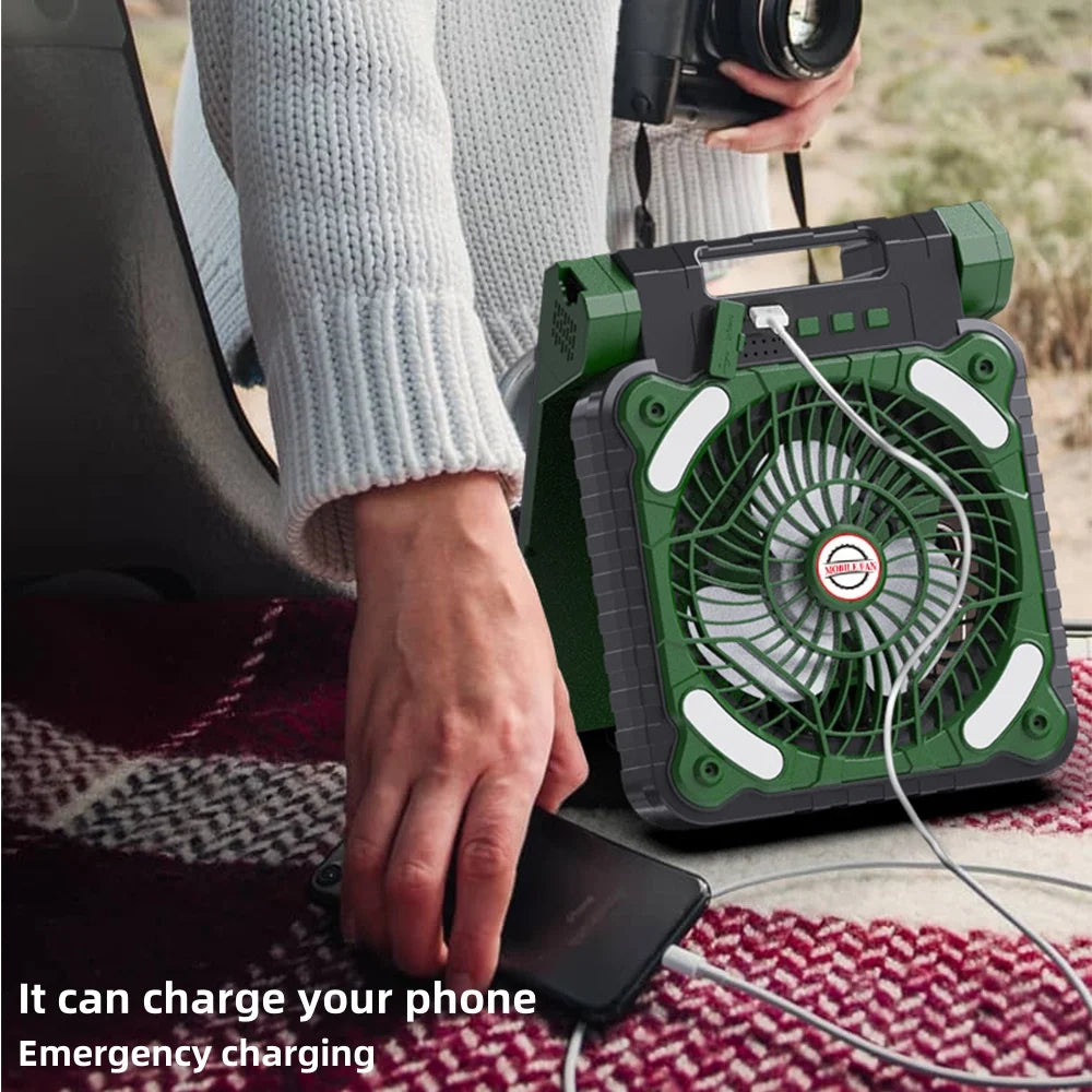 Solar-Powered Portable Fan with LED Lantern & Power Bank | Himist