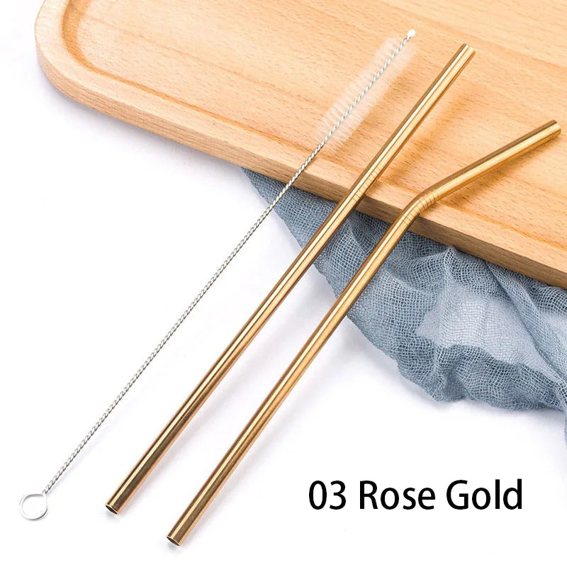 Reusable Stainless Steel Drinking Straws with Cleaning Brush