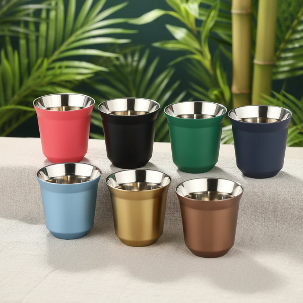 Double-Wall Stainless Steel Demitasse Cup – 80ml Insulated Espresso Cup | 7 Colours