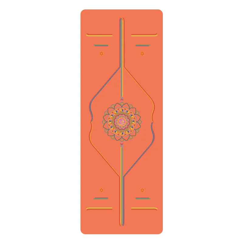 PU and Rubber Yoga Mat with Alignment Guide Lines, 5 mm