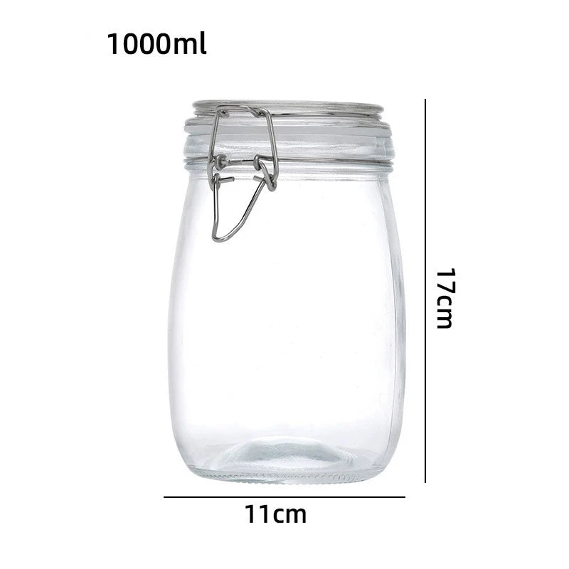 Airtight Glass Storage Jars with Hinged Lid & Silicone Seal - Wide Mouth | 380ml–1000ml